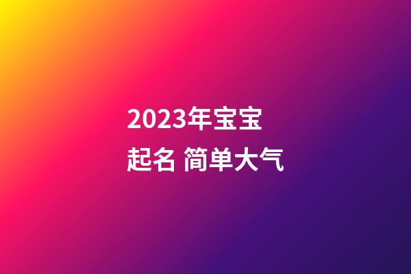 2023年宝宝起名 简单大气